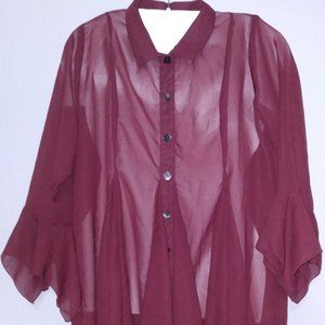 Vintage Bellsleeve Burgundy  Shirt O/S